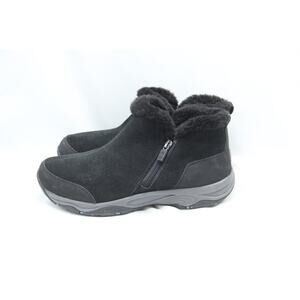 EASY TRAX Esprisco Boots Woman Sz 9 Black Suede Leather Booties Side Zip Ankle